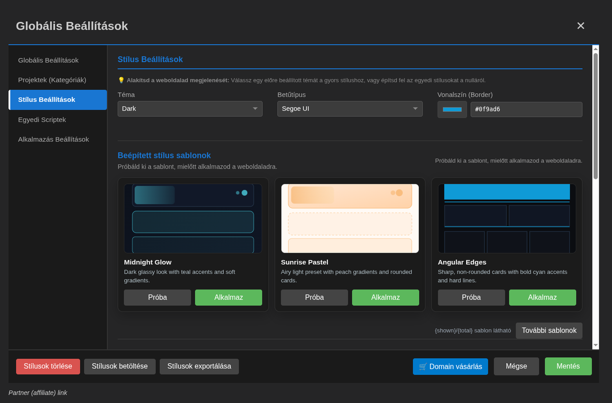 WebVidra portfolio oldal-szerkesztő - weboldalszerkesztő