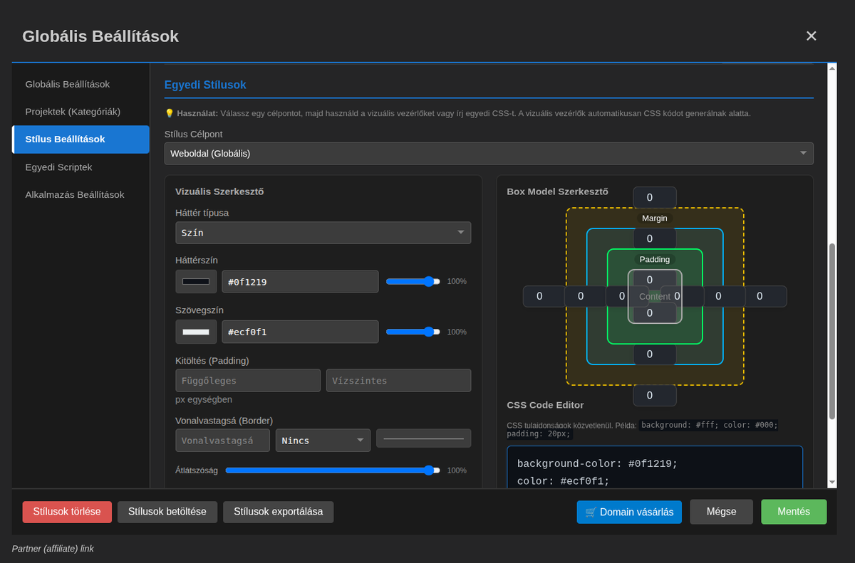 WebVidra portfolio oldal-szerkesztő - weboldalszerkesztő