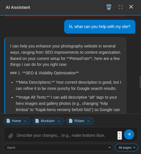 AI asszisztens portfólió szövegek írásához